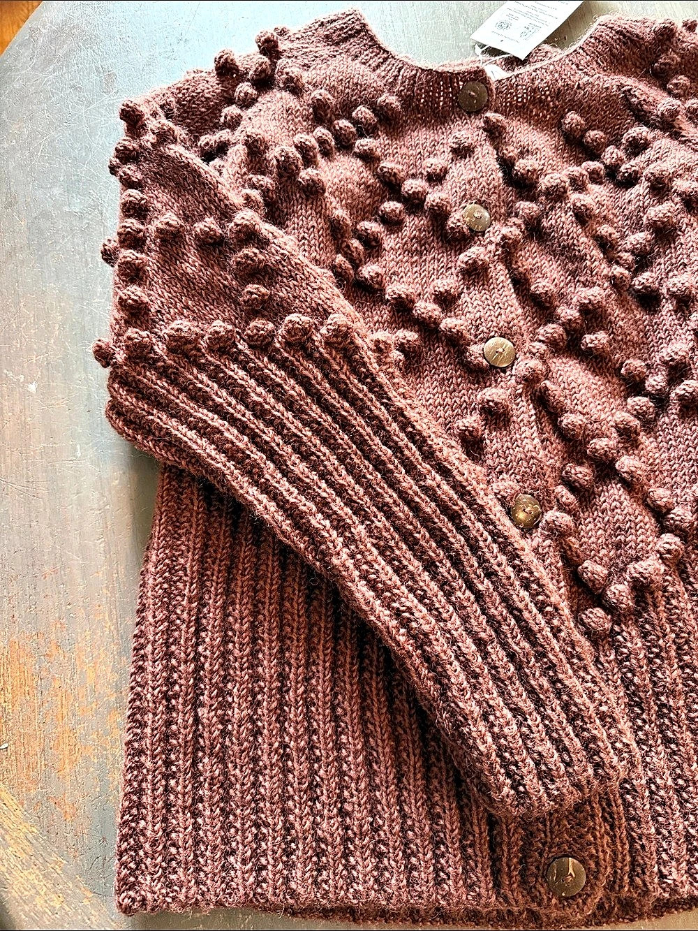 Liz Alig Jill Sweater Bobble Knit Cardigan Brown Large NWT - Picture 6 of 7